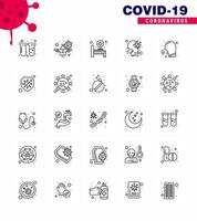 25 line Coronavirus Covid19 Icon pack such as diseases people virus man cough viral coronavirus 2019nov disease Vector Design Elements