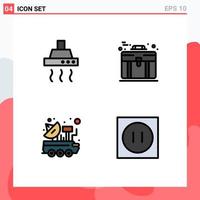 4 Creative Icons Modern Signs and Symbols of drink satellite kitchen briefcase signal Editable Vector Design Elements