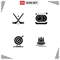 Stock Vector Icon Pack of 4 Line Signs and Symbols for emblem dart stick plate arrow Editable Vector Design Elements