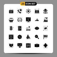 User Interface Pack of 25 Basic Solid Glyphs of mirror power time energy battery Editable Vector Design Elements