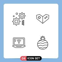 paquete de iconos vectoriales de stock de 4 signos y símbolos de línea para elementos de diseño vectorial editables de piña wifi gamepad portátil vector