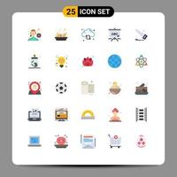 Mobile Interface Flat Color Set of 25 Pictograms of tools saw refresh schoolbag bag Editable Vector Design Elements