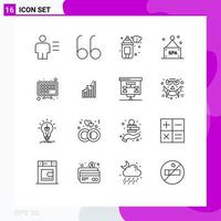 Set of 16 Vector Outlines on Grid for graph smart tv art internet spa Editable Vector Design Elements