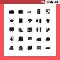 Set of 25 Modern UI Icons Symbols Signs for research physics hill recycle junk Editable Vector Design Elements