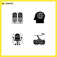 User Interface Pack of 4 Basic Solid Glyphs of music clever face chair train Editable Vector Design Elements