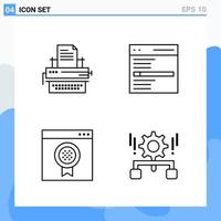 Modern 4 Line style icons Outline Symbols for general use Creative Line Icon Sign Isolated on White Background 4 Icons Pack Creative Black Icon vector background