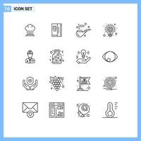 Universal Icon Symbols Group of 16 Modern Outlines of worker light freezer idea fathers Editable Vector Design Elements