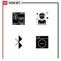 Pictogram Set of 4 Simple Solid Glyphs of internet design shopping builder connection Editable Vector Design Elements