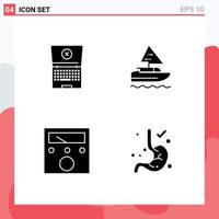 4 Thematic Vector Solid Glyphs and Editable Symbols of laptop voltmeter boat country gastroenterology Editable Vector Design Elements