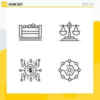 Collection of 4 Universal Line Icons Icon Set for Web and Mobile Creative Black Icon vector background