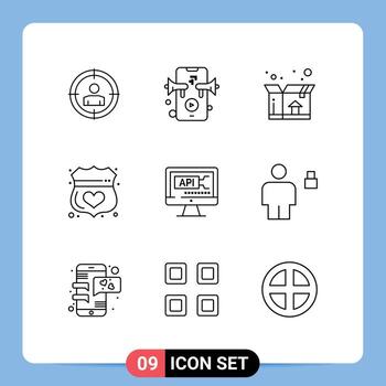 paquete de interfaz de usuario de 9 esquemas básicos de código educativo que envía elementos de diseño vectorial editables seguros para computadora vector