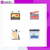 4 Creative Icons Modern Signs and Symbols of news art youtube clapboard mind Editable Vector Design Elements