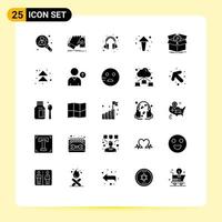 Set of 25 Commercial Solid Glyphs pack for performance direction dollar up arrow Editable Vector Design Elements