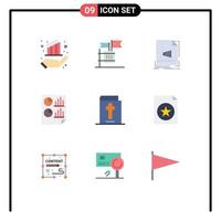 Mobile Interface Flat Color Set of 9 Pictograms of page data junk analytics music Editable Vector Design Elements