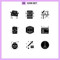 Set of 9 Modern UI Icons Symbols Signs for graphic water activities can drink Editable Vector Design Elements