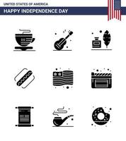 9 Solid Glyph Signs for USA Independence Day usa country feather states american Editable USA Day Vector Design Elements