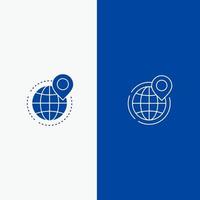 globo negocio oficina global punto mundo línea y glifo icono sólido bandera azul línea y glifo icono sólido bandera azul vector