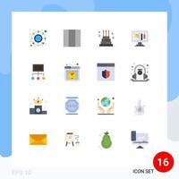 Set of 16 Commercial Flat Colors pack for management chart giant business modeling Editable Pack of Creative Vector Design Elements