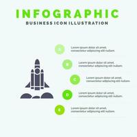 Unicorn Startup Business Rocket Startup Solid Icon Infographics 5 Steps Presentation Background vector