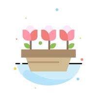 Flower Growth Plant Spring Abstract Flat Color Icon Template vector