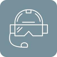 Pilot Helmet Line Round Corner Background Icons vector