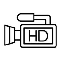 icono de línea de película hd vector