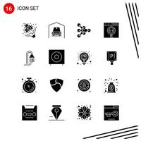 Collection of 16 Vector Icons in solid style Pixle Perfect Glyph Symbols for Web and Mobile Solid Icon Signs on White Background 16 Icons