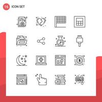 16 Thematic Vector Outlines and Editable Symbols of media folder heart document calculator Editable Vector Design Elements