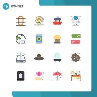 Group of 16 Modern Flat Colors Set for site browser idea vessel ship Editable Pack of Creative Vector Design Elements