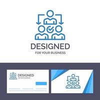 Creative Business Card and Logo template Assignment Delegate Delegating Distribution Vector Illustration