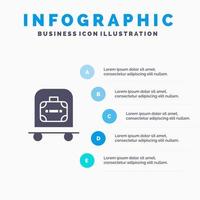plantilla de presentación de infografías de bolsa de carrito de equipaje de hotel presentación de 5 pasos vector