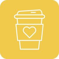 Heart Coffee Line Round Corner Background Icons vector