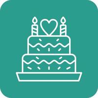 Wedding Cake Line Round Corner Background Icons vector