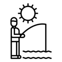 icono de línea de pesca de verano vector