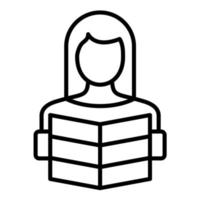 icono de línea de lectura de mujer vector