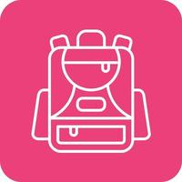 Backpack Line Round Corner Background Icons vector