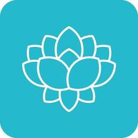 Lotus Flower Line Round Corner Background Icons vector