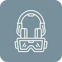 Headset Line Round Corner Background Icons vector