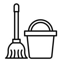 Mop Bucket Line Icon vector