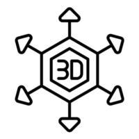 3D Modeling Line Icon vector