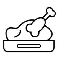 icono de línea de asado de pavo vector