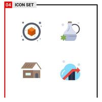 Mobile Interface Flat Icon Set of 4 Pictograms of box home floral essence building cloud Editable Vector Design Elements