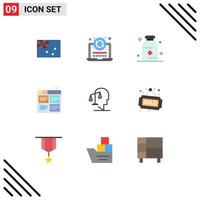 9 User Interface Flat Color Pack of modern Signs and Symbols of balance process health images board Editable Vector Design Elements