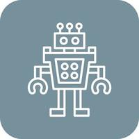 Humanoid Robot Line Round Corner Background Icons vector