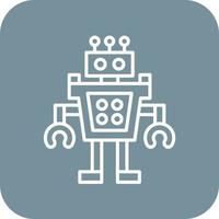 Humanoid Robot Line Round Corner Background Icons vector