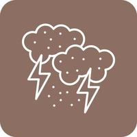 Thunderstorm Line Round Corner Background Icons vector