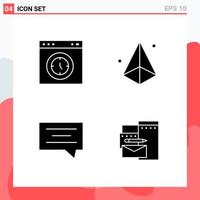 Collection of 4 Vector Icons in solid style Modern Glyph Symbols for Web and Mobile Solid Icon Sign Isolated on White Background 4 Icons Creative Black Icon vector background