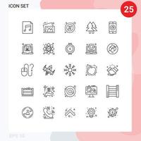 Universal Icon Symbols Group of 25 Modern Lines of application green part environment christmas Editable Vector Design Elements