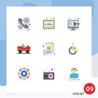 Flat Color Pack of 9 Universal Symbols of blogger van online vehicle shop Editable Vector Design Elements