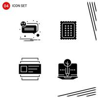 Collection of 4 Vector Icons in solid style Pixle Perfect Glyph Symbols for Web and Mobile Solid Icon Signs on White Background 4 Icons